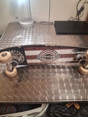 American Flag Skateboard - Black/White/Red Deck
